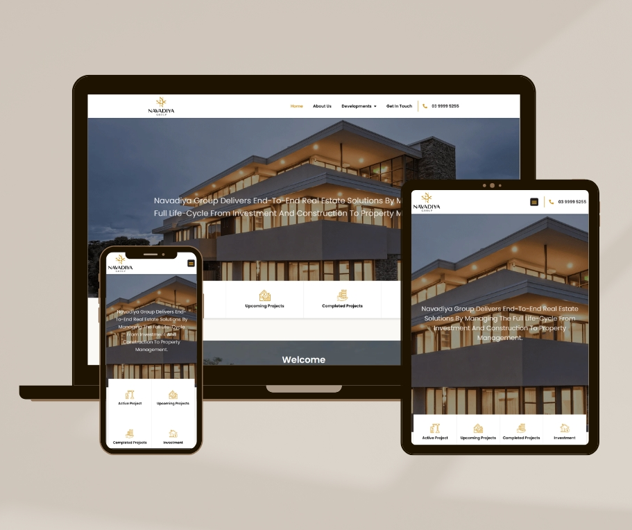 Navadiya Homes Website all Screen